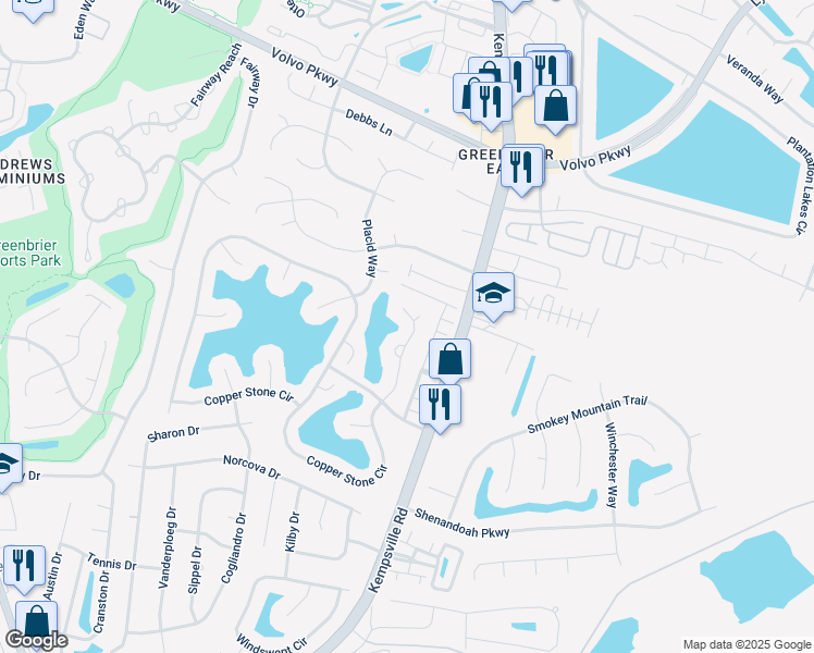 map of restaurants, bars, coffee shops, grocery stores, and more near 1173 Killington Arch in Chesapeake