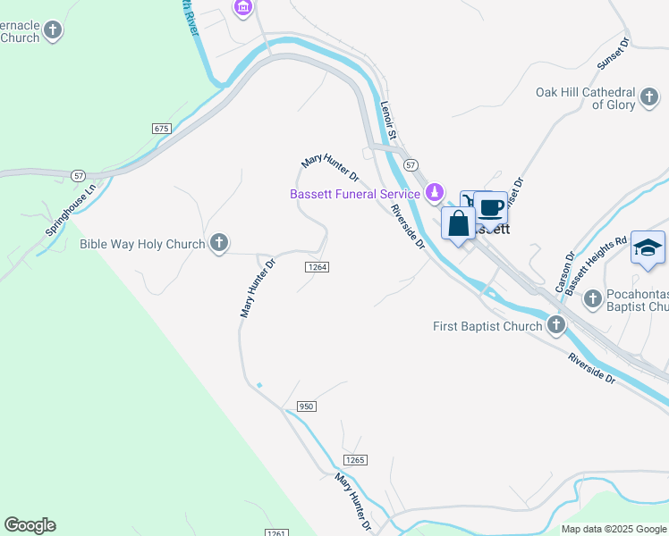 map of restaurants, bars, coffee shops, grocery stores, and more near in Bassett