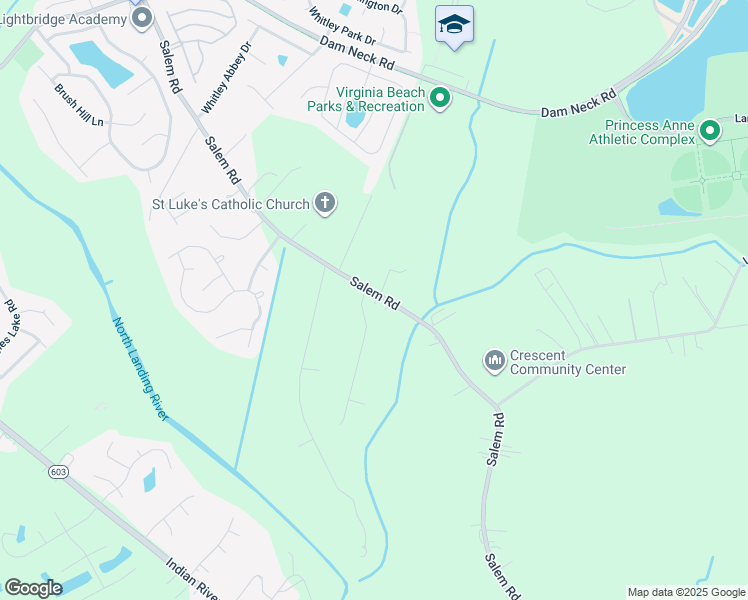 map of restaurants, bars, coffee shops, grocery stores, and more near 2357 Salem Road in Virginia Beach