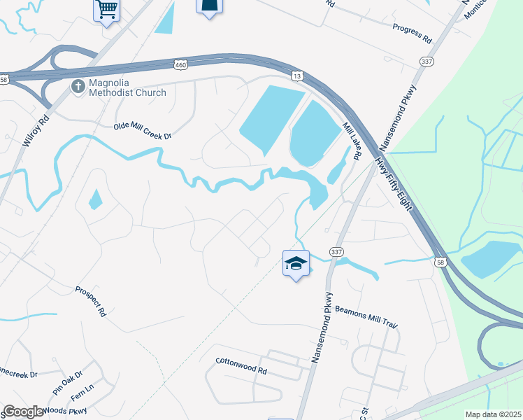 map of restaurants, bars, coffee shops, grocery stores, and more near Republic LN in Suffolk