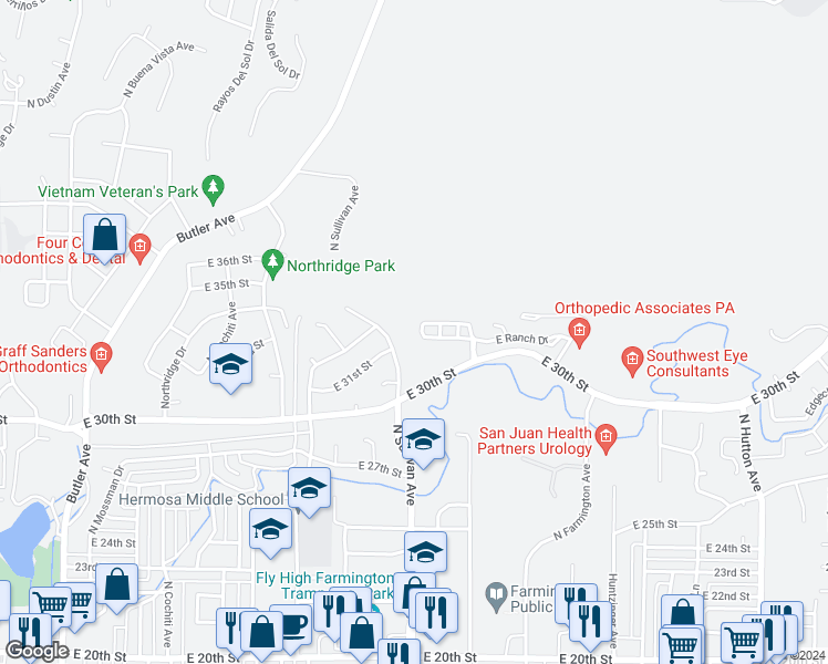 map of restaurants, bars, coffee shops, grocery stores, and more near 1961 Hollyhock Circle in Farmington