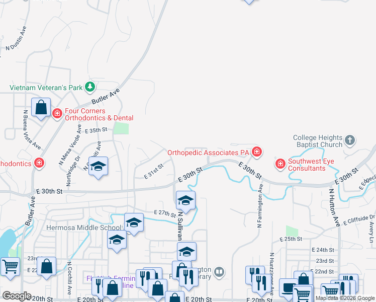 map of restaurants, bars, coffee shops, grocery stores, and more near 1920 Hollyhock Circle in Farmington