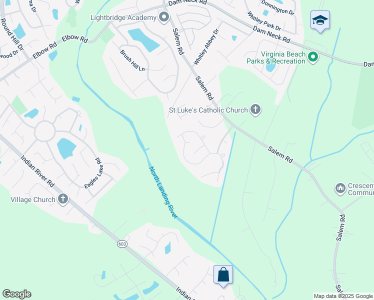 map of restaurants, bars, coffee shops, grocery stores, and more near 3988 Border Way in Virginia Beach