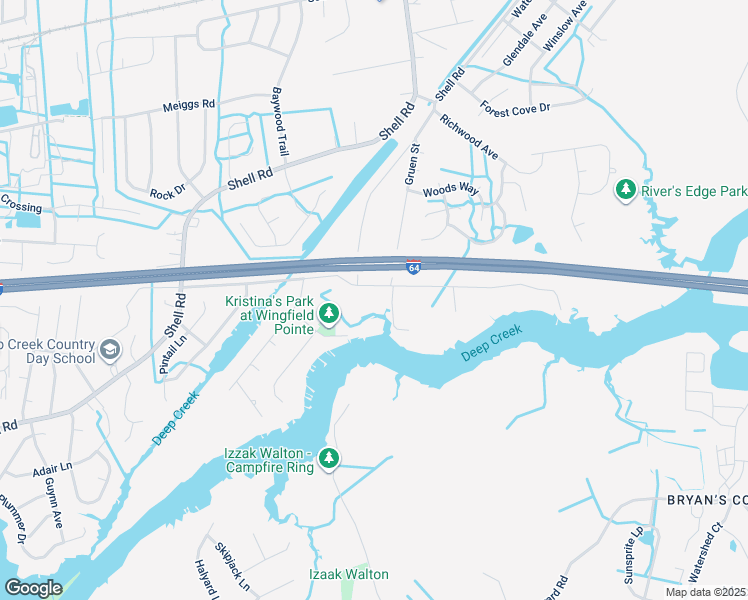 map of restaurants, bars, coffee shops, grocery stores, and more near 2309 Firman Street in Chesapeake