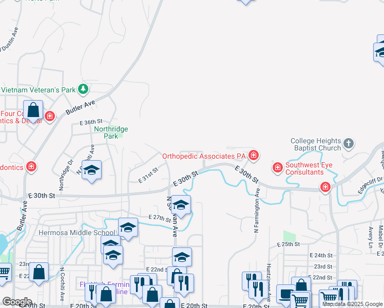 map of restaurants, bars, coffee shops, grocery stores, and more near 1920 Hollyhock Circle in Farmington