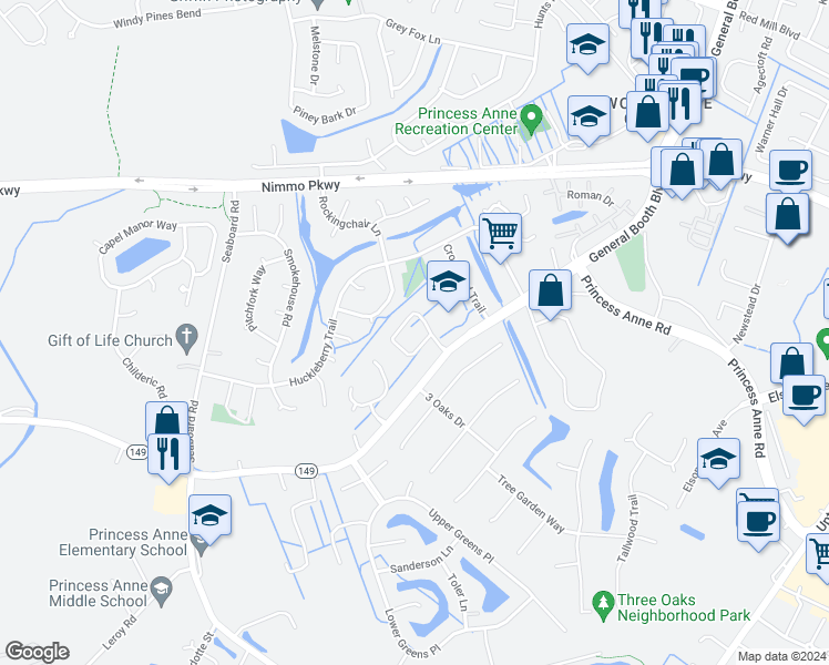map of restaurants, bars, coffee shops, grocery stores, and more near in Virginia Beach
