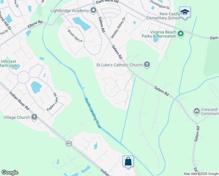 map of restaurants, bars, coffee shops, grocery stores, and more near 3925 Tartan Trail in Virginia Beach