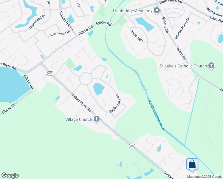 map of restaurants, bars, coffee shops, grocery stores, and more near 2549 Eagles Lake Road in Virginia Beach