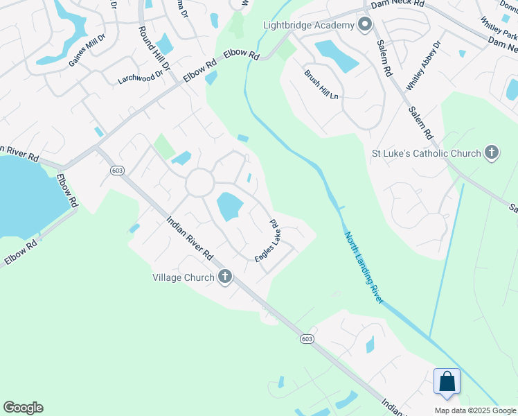 map of restaurants, bars, coffee shops, grocery stores, and more near 2549 Eagles Lake Road in Virginia Beach
