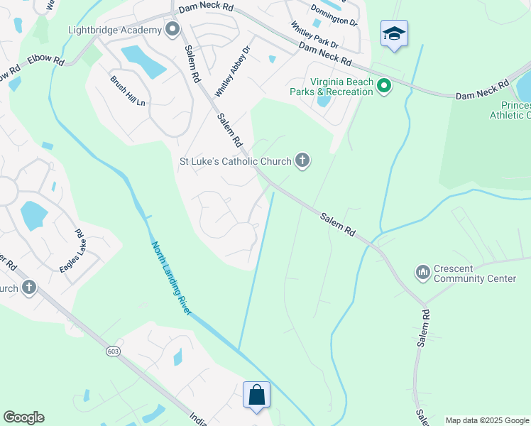 map of restaurants, bars, coffee shops, grocery stores, and more near 3901 Parish Cove Court in Virginia Beach