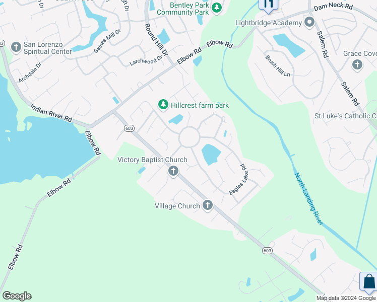 map of restaurants, bars, coffee shops, grocery stores, and more near 2700 Eagles Lake Road in Virginia Beach