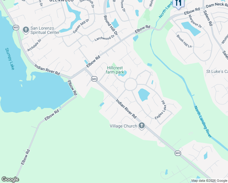 map of restaurants, bars, coffee shops, grocery stores, and more near 4448 Crow Wing Drive in Virginia Beach