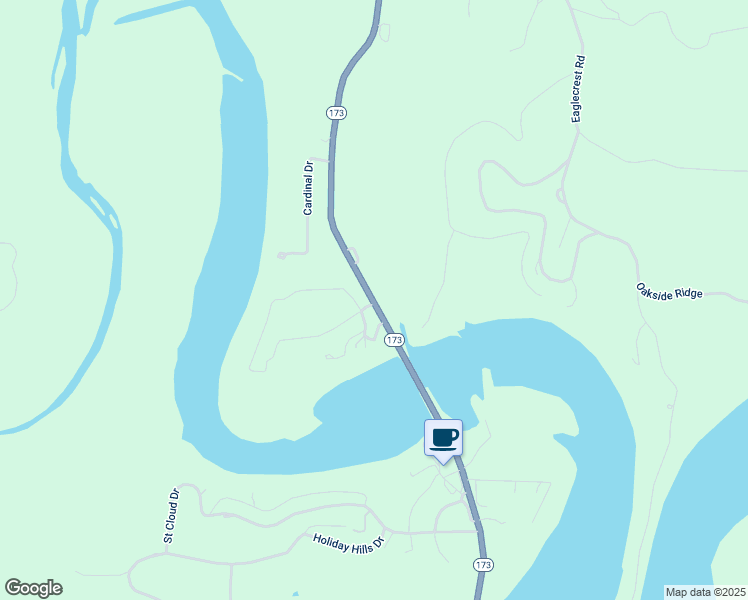 map of restaurants, bars, coffee shops, grocery stores, and more near 7294 Missouri 173 in Cape Fair