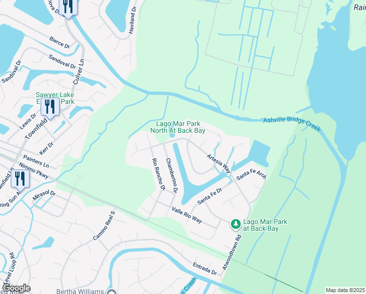 map of restaurants, bars, coffee shops, grocery stores, and more near 2305 Tierra Monte Arch in Virginia Beach