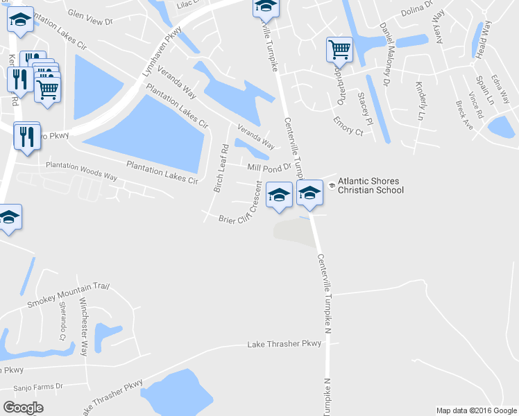 map of restaurants, bars, coffee shops, grocery stores, and more near 2031 Brier Cliff Crescent in Chesapeake