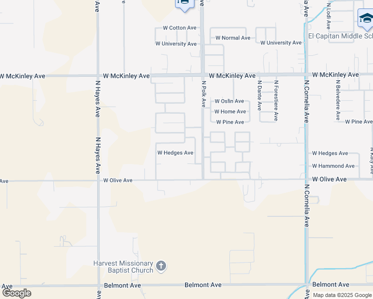 map of restaurants, bars, coffee shops, grocery stores, and more near 5558 West Hedges Avenue in Fresno
