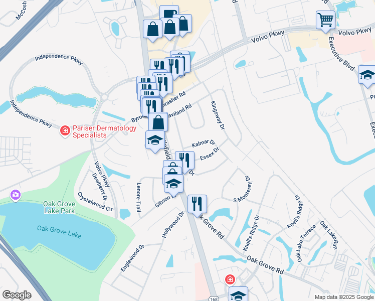 map of restaurants, bars, coffee shops, grocery stores, and more near 1129 Valmire Drive in Chesapeake