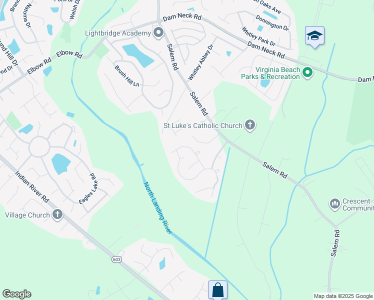 map of restaurants, bars, coffee shops, grocery stores, and more near 3945 Tartan Trail in Virginia Beach
