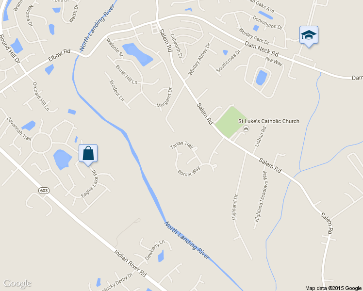 map of restaurants, bars, coffee shops, grocery stores, and more near 3953 Tartan Trail in Virginia Beach