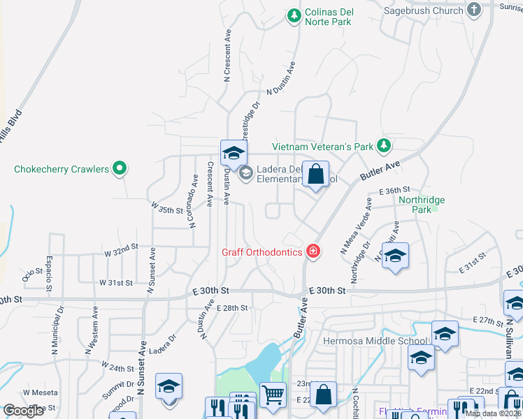 map of restaurants, bars, coffee shops, grocery stores, and more near 3411 Monterey Circle in Farmington