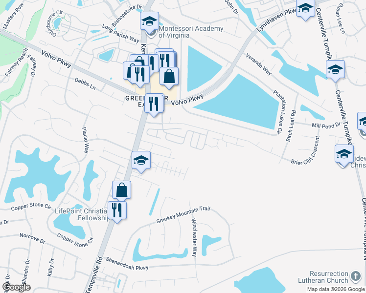 map of restaurants, bars, coffee shops, grocery stores, and more near 1705 Woodmill Street in Chesapeake