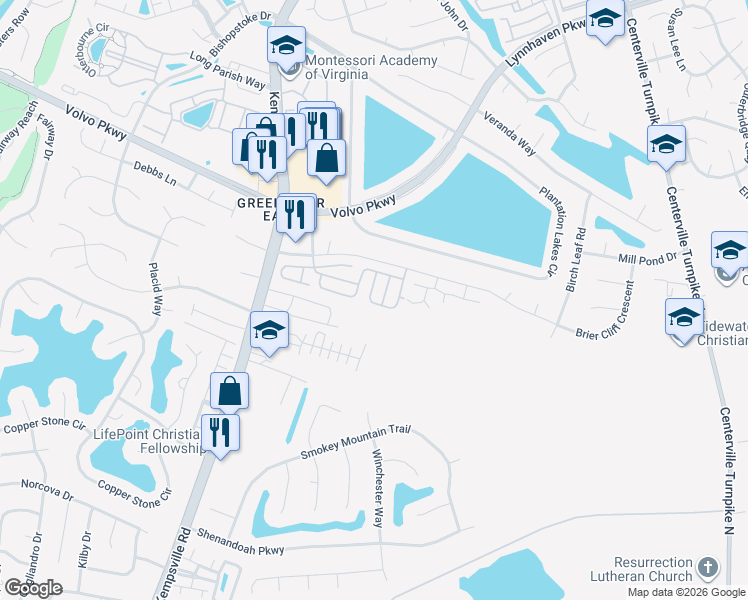 map of restaurants, bars, coffee shops, grocery stores, and more near 1705 Woodmill Street in Chesapeake