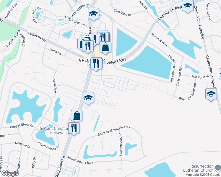 map of restaurants, bars, coffee shops, grocery stores, and more near 1707 Woodgrove Street in Chesapeake