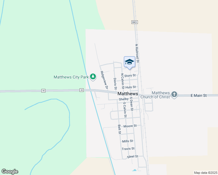 map of restaurants, bars, coffee shops, grocery stores, and more near 101 Ridgeview Drive in Matthews