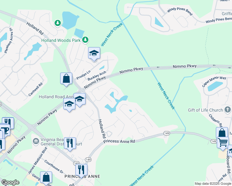 map of restaurants, bars, coffee shops, grocery stores, and more near 2332 Litchfield Way in Virginia Beach