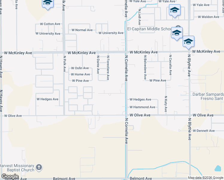 map of restaurants, bars, coffee shops, grocery stores, and more near 5166 West Lamona Avenue in Fresno