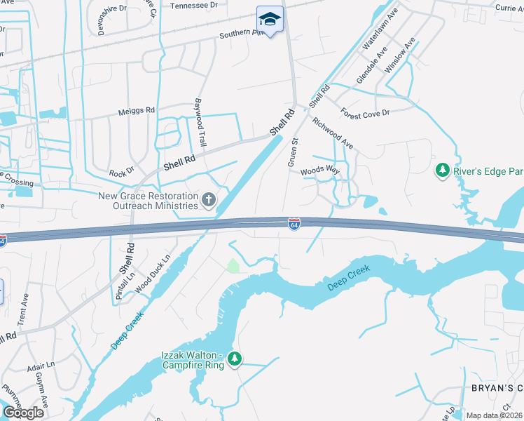 map of restaurants, bars, coffee shops, grocery stores, and more near 206 Jarvis Road in Chesapeake