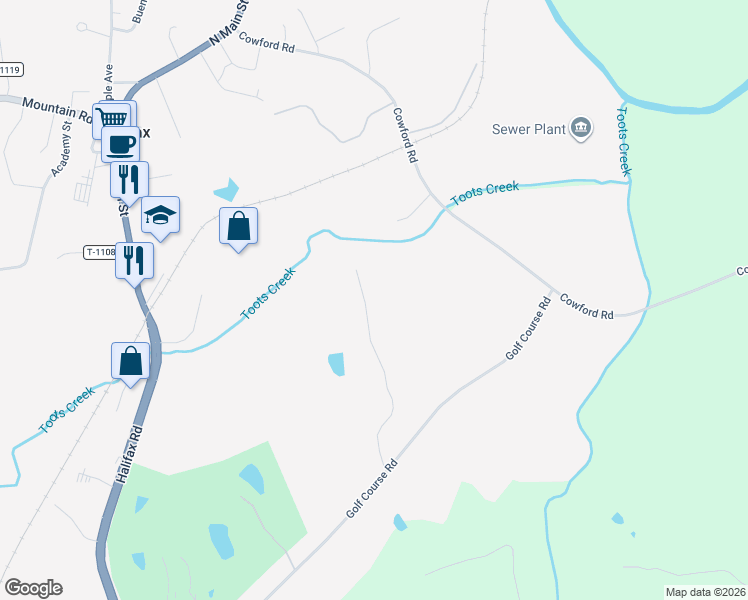 map of restaurants, bars, coffee shops, grocery stores, and more near 1110 Brook Run in Halifax