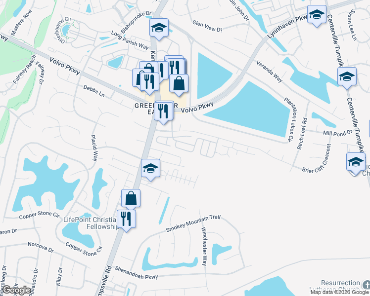map of restaurants, bars, coffee shops, grocery stores, and more near 1707 Woodgrove Street in Chesapeake