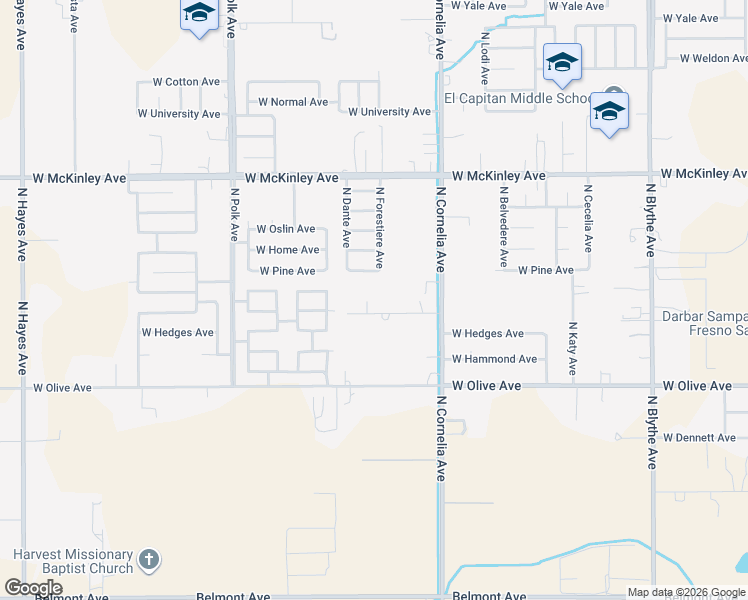 map of restaurants, bars, coffee shops, grocery stores, and more near 5166 West Lamona Avenue in Fresno