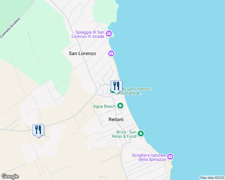 map of restaurants, bars, coffee shops, grocery stores, and more near Contrada San Lorenzo in Libero consorzio comunale di Siracusa