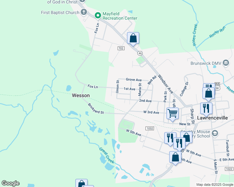 map of restaurants, bars, coffee shops, grocery stores, and more near 300 Union Street in Lawrenceville
