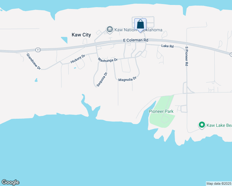 map of restaurants, bars, coffee shops, grocery stores, and more near 214 Pineview Street in Kaw City