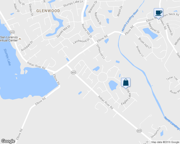 map of restaurants, bars, coffee shops, grocery stores, and more near 4400 Crow Wing Drive in Virginia Beach