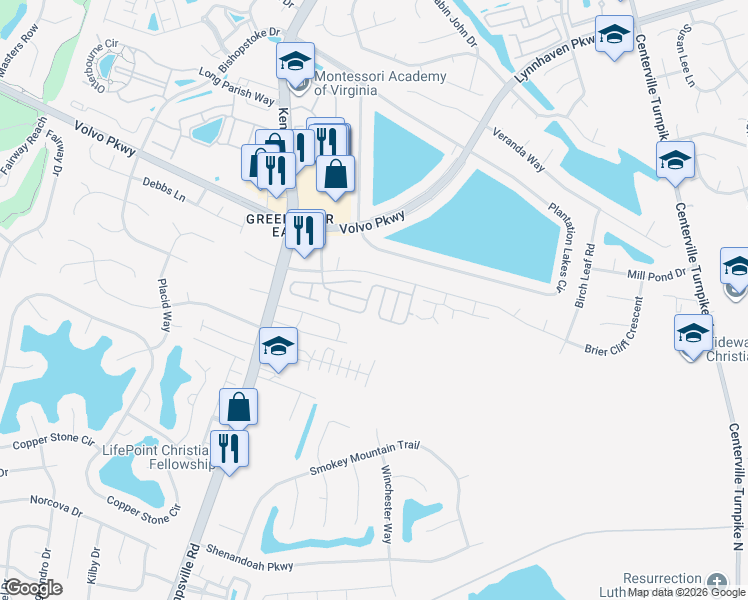 map of restaurants, bars, coffee shops, grocery stores, and more near 1705 Woodmill Street in Chesapeake