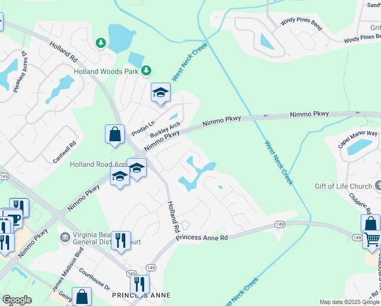 map of restaurants, bars, coffee shops, grocery stores, and more near 2332 Litchfield Way in Virginia Beach