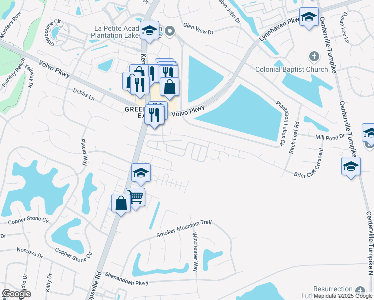 map of restaurants, bars, coffee shops, grocery stores, and more near 1705 Woodmill Street in Chesapeake