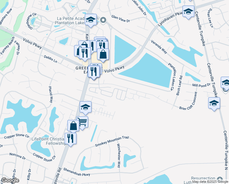 map of restaurants, bars, coffee shops, grocery stores, and more near 1600 Stillwood Street in Chesapeake