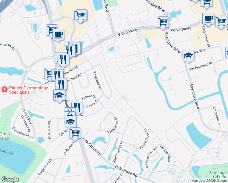 map of restaurants, bars, coffee shops, grocery stores, and more near 260 Haviland Road in Chesapeake