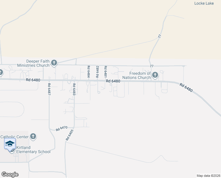 map of restaurants, bars, coffee shops, grocery stores, and more near 115 Road 6480 in Kirtland