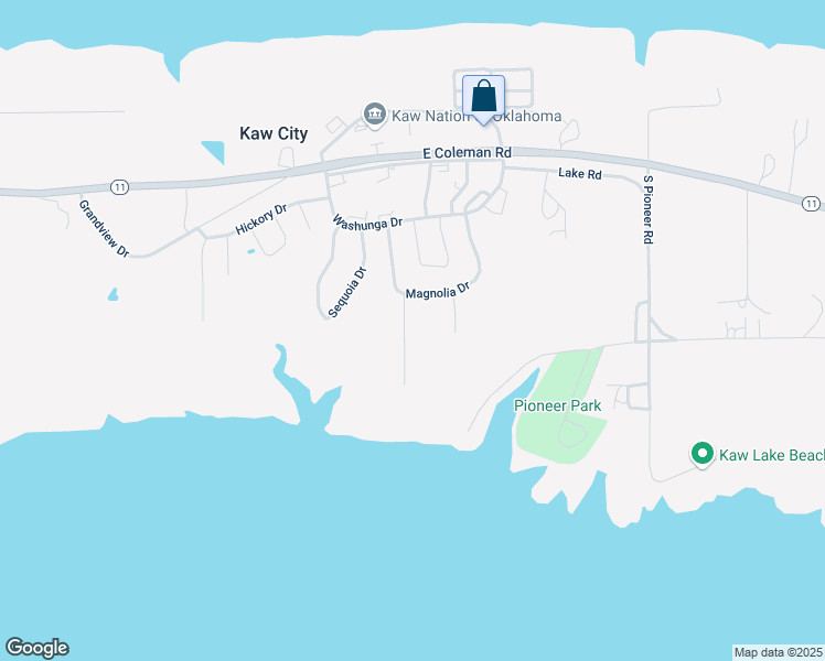 map of restaurants, bars, coffee shops, grocery stores, and more near 214 Pineview Street in Kaw City