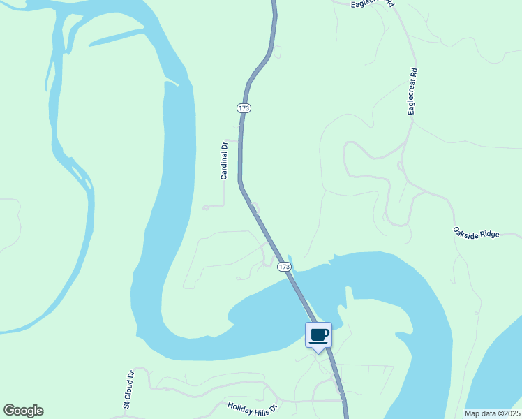 map of restaurants, bars, coffee shops, grocery stores, and more near 7294 Highway 173 in Cape Fair