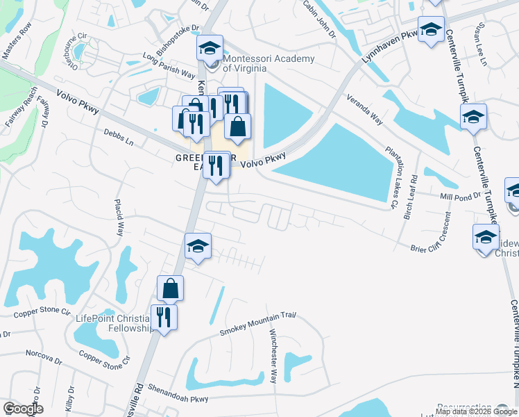 map of restaurants, bars, coffee shops, grocery stores, and more near 1705 Woodmill Street in Chesapeake