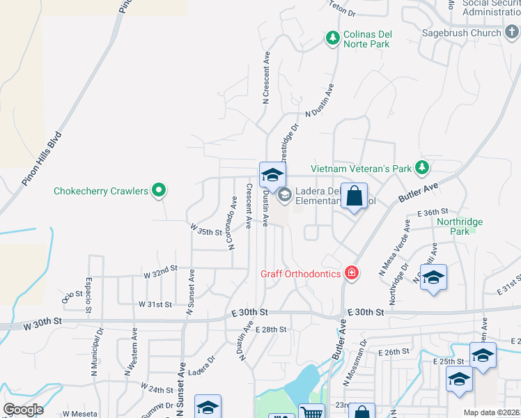 map of restaurants, bars, coffee shops, grocery stores, and more near 3504 Crescent Avenue in Farmington