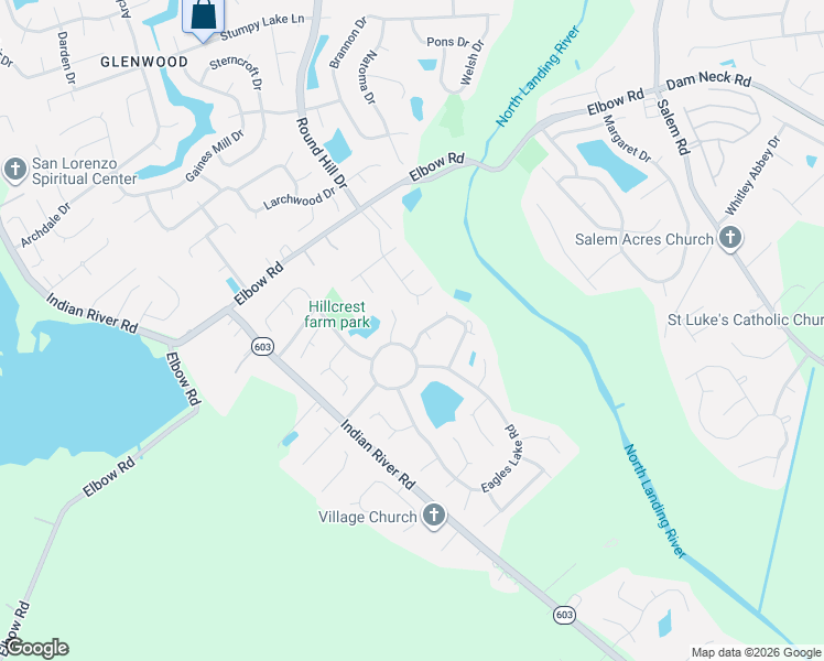 map of restaurants, bars, coffee shops, grocery stores, and more near 4268 Feather Ridge Drive in Virginia Beach
