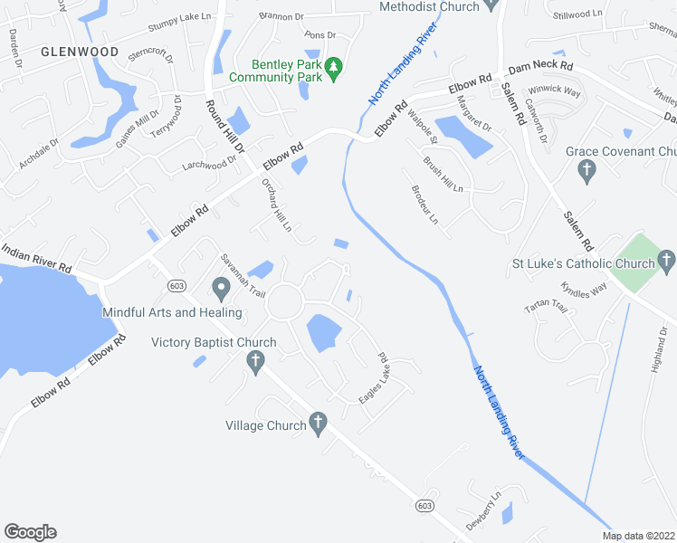 map of restaurants, bars, coffee shops, grocery stores, and more near 4228 Feather Ridge Drive in Virginia Beach